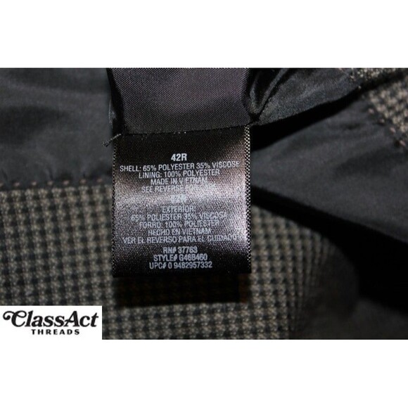 George Men's Green Houndstooth Suit Coat 3 Btn Jacket Blazer Sport Coat 42R - Picture 6 of 7